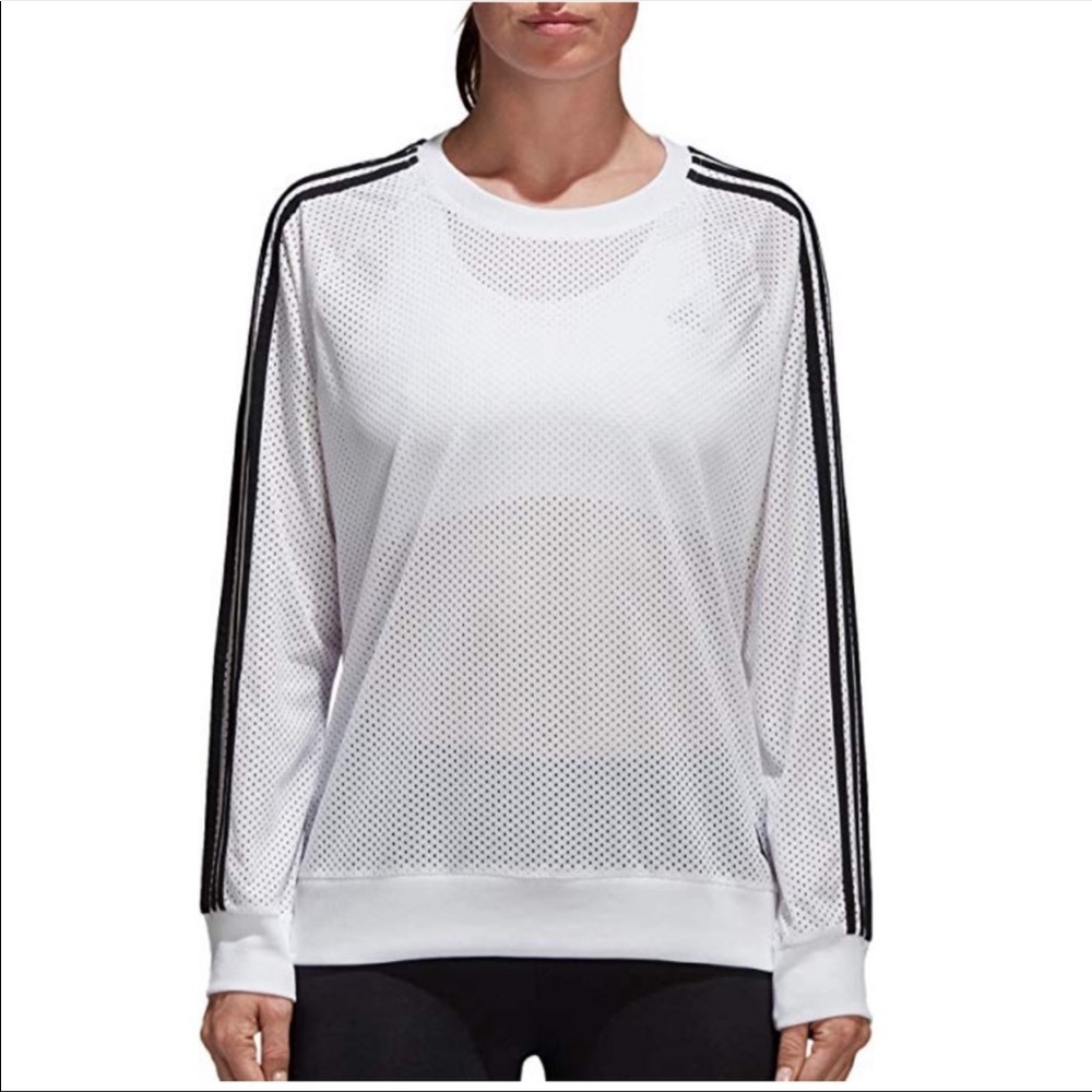 Adidas perforated 3 stripe long sleeve